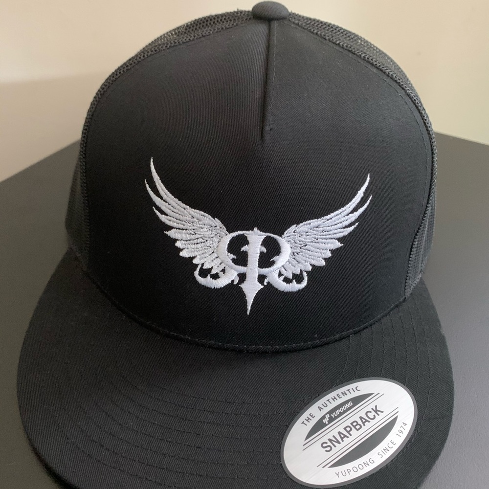 Black Snap-Back Hat White Embroidered Winged Logo